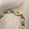 White Sapphire Two Tone Oval Link Bracelet
