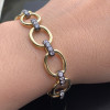 White Sapphire Two Tone Oval Link Bracelet