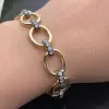 White Sapphire Two Tone Oval Link Bracelet
