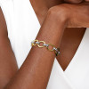 White Sapphire Two Tone Oval Link Bracelet