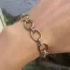White Sapphire Two Tone Oval Link Bracelet