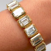 40ctw Bezel-Set Emerald Cut White Tennis Bracelet