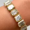 40ctw Bezel-Set Emerald Cut White Tennis Bracelet