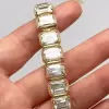 40ctw Bezel-Set Emerald Cut White Tennis Bracelet