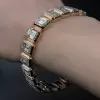 40ctw Bezel-Set Emerald Cut White Tennis Bracelet