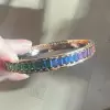 20ctw Emerald Cut Multicolor Sapphire Rainbow Bangle Bracelet