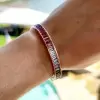20ctw Emerald Cut Multicolor Sapphire Rainbow Bangle Bracelet