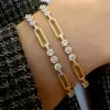 10ctw Round Cut White Sapphire Paperclip Link Bracelet
