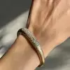 Flush Set Asymmetric Curved Sandblasted Cuff Starry Bangle