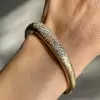 Flush Set Asymmetric Curved Sandblasted Cuff Starry Bangle