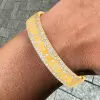 Flush Set White Sapphire Sandblasted Wide Starry Bangle