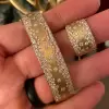 Flush Set White Sapphire Sandblasted Wide Starry Bangle