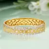 Flush Set White Sapphire Sandblasted Wide Starry Bangle