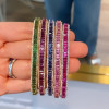 12ctw Emerald Cut Multicolor Sapphire Petal Bangle
