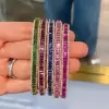 12ctw Emerald Cut Multicolor Sapphire Petal Bangle