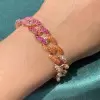 13MM Multicolor Sapphire Rainbow Cuban Link Bracelet