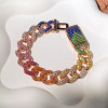 13MM Multicolor Sapphire Rainbow Cuban Link Bracelet