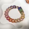 13MM Multicolor Sapphire Rainbow Cuban Link Bracelet