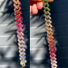 13MM Multicolor Sapphire Rainbow Cuban Link Bracelet