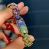 13MM Multicolor Sapphire Rainbow Cuban Link Bracelet