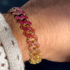 13MM Multicolor Sapphire Rainbow Cuban Link Bracelet
