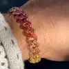 13MM Multicolor Sapphire Rainbow Cuban Link Bracelet