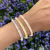 7mm Width Baguette and Round Cut Paved Stackable Bangle