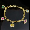 6ctw Multicolor Multi-Cut Dangle Link Statement Bracelet