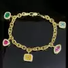 6ctw Multicolor Multi-Cut Dangle Link Statement Bracelet