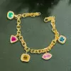 6ctw Multicolor Multi-Cut Dangle Link Statement Bracelet