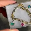 6ctw Multicolor Multi-Cut Dangle Link Statement Bracelet