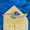 6ctw Pear Cut Tanzanite Blue and Aquamarine Bypass Bangle