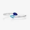 6ctw Pear Cut Tanzanite Blue and Aquamarine Bypass Bangle