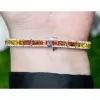 12ctw Emerald Cut Multicolor Sapphire Tennis Rainbow Bracelet