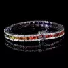 12ctw Emerald Cut Multicolor Sapphire Tennis Rainbow Bracelet