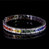 12ctw Emerald Cut Multicolor Sapphire Tennis Rainbow Bracelet