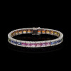 12ctw Emerald Cut Multicolor Sapphire Tennis Rainbow Bracelet