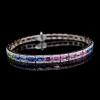 12ctw Emerald Cut Multicolor Sapphire Tennis Rainbow Bracelet