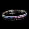 12ctw Emerald Cut Multicolor Sapphire Tennis Rainbow Bracelet