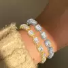15ctw Bezel-Set Emerald Cut Tennis Bracelet