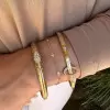 Flush Set White and Pink Sapphire Clustered Bangle