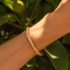 Flush Set White and Pink Sapphire Clustered Bangle