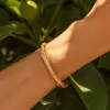 Flush Set White and Pink Sapphire Clustered Bangle