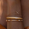Flush Set White and Pink Sapphire Clustered Bangle