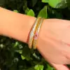 Flush Set White and Pink Sapphire Clustered Bangle