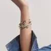 5.5ctw Multi-cut Emerald and White Sapphire Bypass Bangle