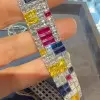 50ctw Multicolor Sapphire Four Row Statement Bracelet