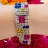 50ctw Multicolor Sapphire Four Row Statement Bracelet