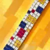 50ctw Multicolor Sapphire Four Row Statement Bracelet