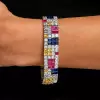 50ctw Multicolor Sapphire Four Row Statement Bracelet
